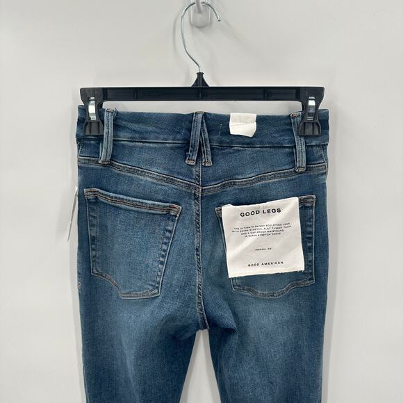 GOOD AMERICAN NWT Good Legs Button Fly Skinny Denim Jean in Indigo483 // 0 - Picture 7 of 9